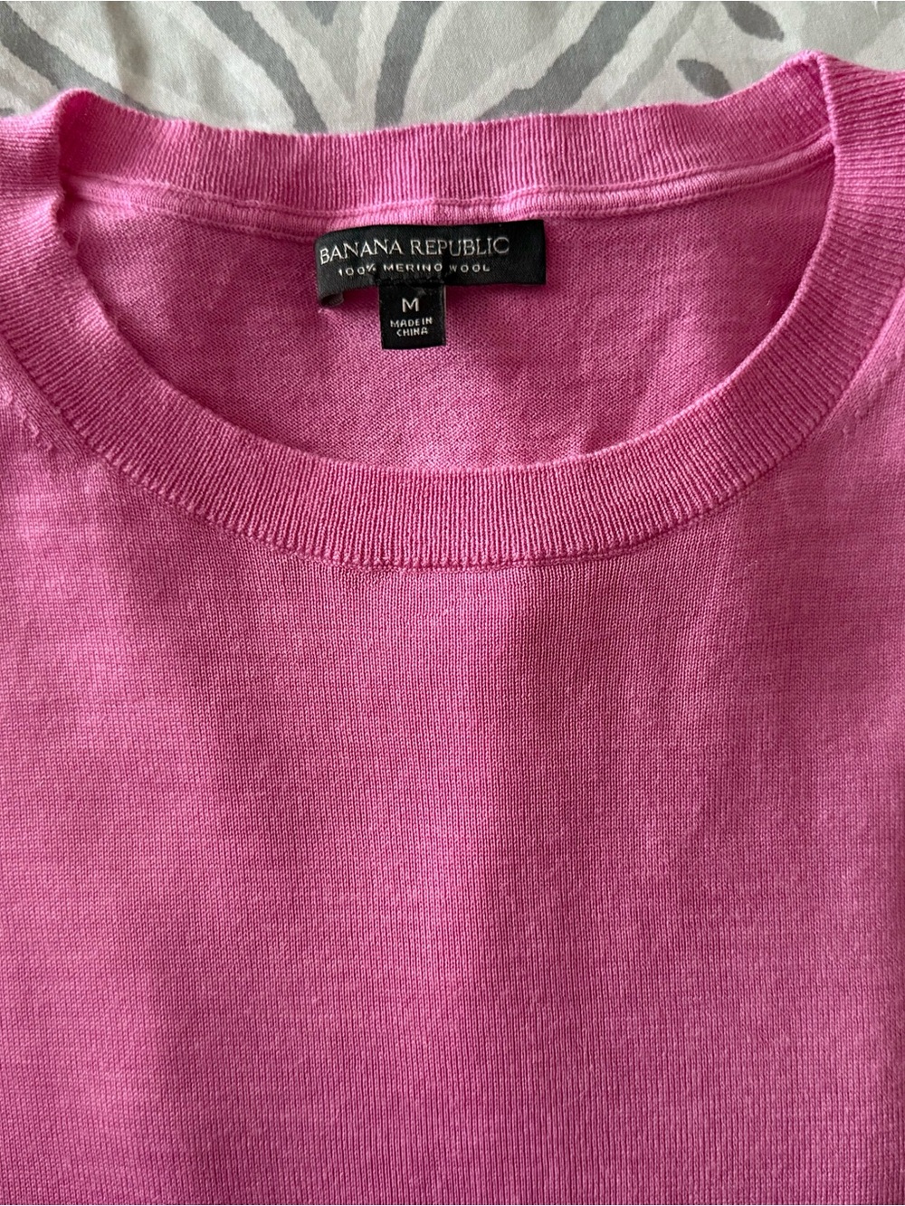 Banana Republic Vibrant Pink Merino Crewneck Sweater